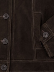 Reiss Ebony Brown Callie Petite Suede Trucker Jacket - Image 7 of 8