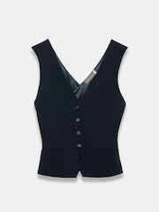 Mint Velvet Blue Navy Wrap Back Waistcoat - Image 3 of 4