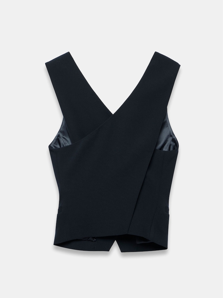 Mint Velvet Blue Navy Wrap Back Waistcoat - Image 4 of 4