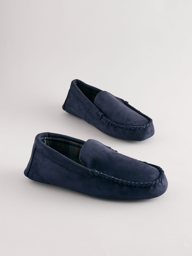 Navy Blue Moccasin Slippers - Image 1 of 5