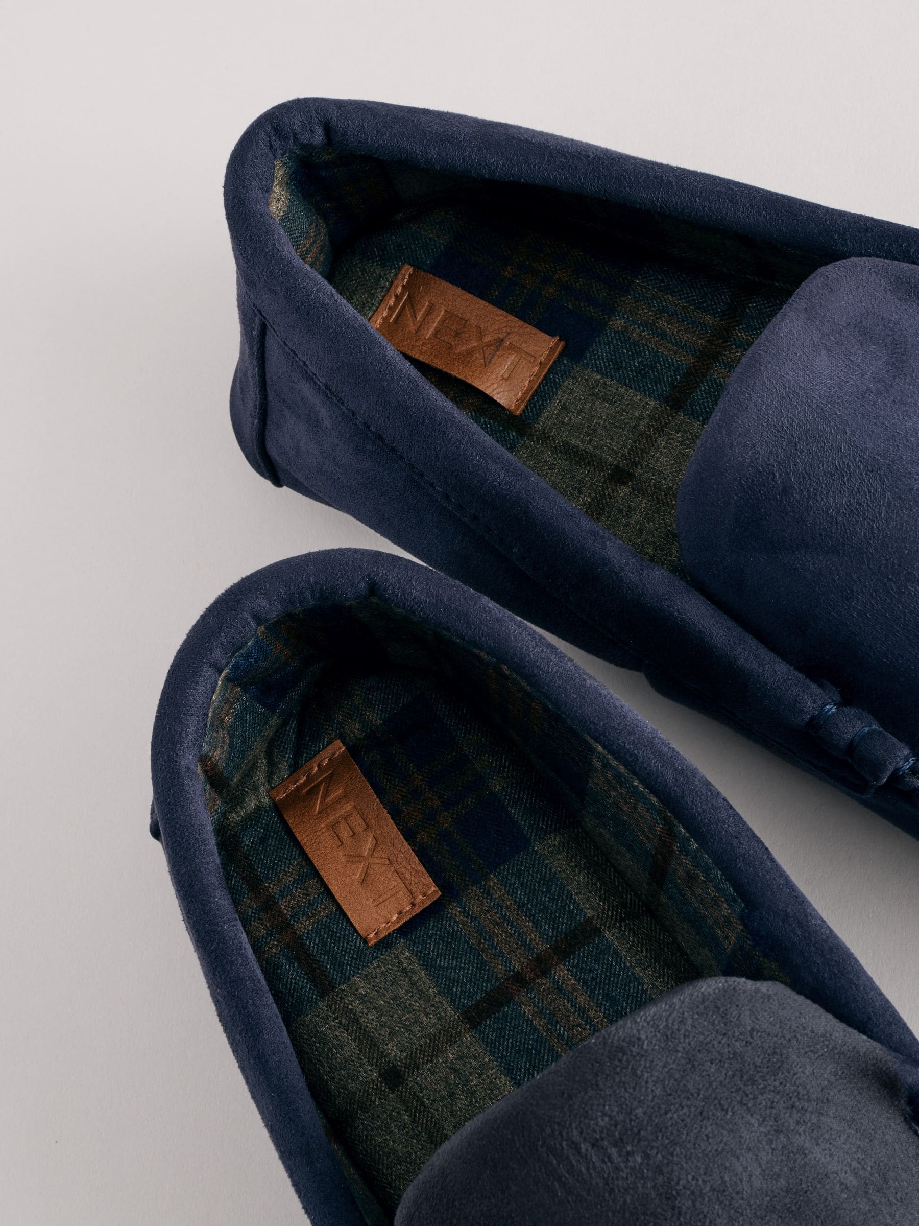 Navy Blue Moccasin Slippers