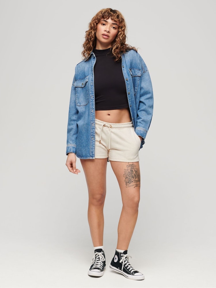 Superdry Nude Essential Logo Shorts - Image 2 of 7 Superdry Nude Essential Logo Shorts - Image 2 of 7