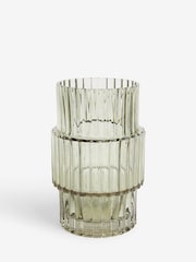 Green Ribbed Glass Vase - Image 3 of 4