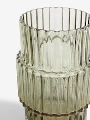 Green Ribbed Glass Vase - Image 4 of 4