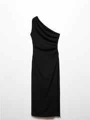 Mango Black Asymmetrical Dress With Side Slit - Image 5 of 6