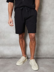 Threadbare Black Textured Elasticated Waist Shorts - Image 1 of 4
