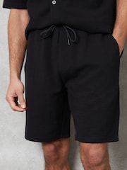 Threadbare Black Textured Elasticated Waist Shorts - Image 4 of 4