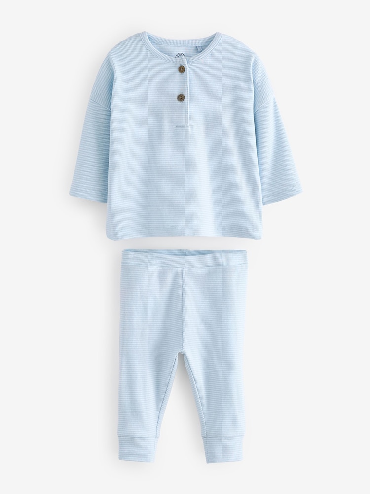 Blue Rib Top & Leggings 2 Piece Set - Image 1 of 4