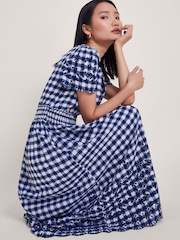 Monsoon Blue 100% Cotton Nyla Gingham Dress - Image 1 of 5