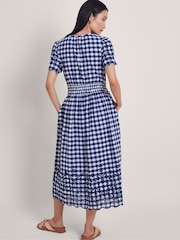 Monsoon Blue 100% Cotton Nyla Gingham Dress - Image 3 of 5