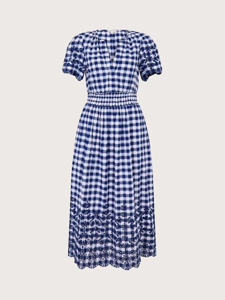 Monsoon Blue 100% Cotton Nyla Gingham Dress - Image 5 of 5