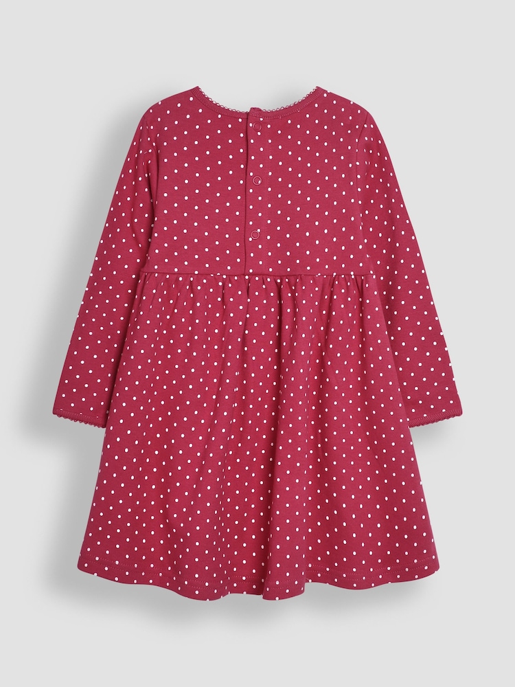 JoJo Maman Bébé Raspberry Pink Spot Dress - Image 2 of 3