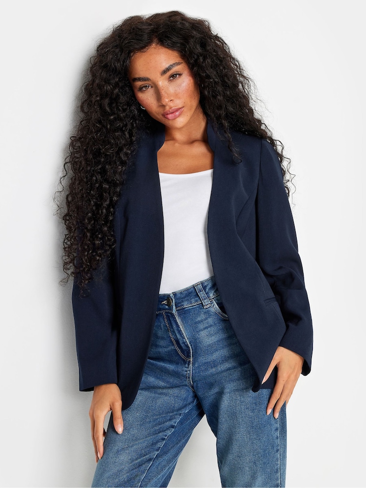 M&Co Blue Petite Collarless Fitted Blazer - Image 2 of 5