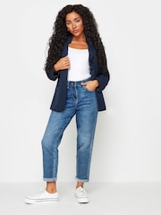 M&Co Blue Petite Collarless Fitted Blazer - Image 3 of 5