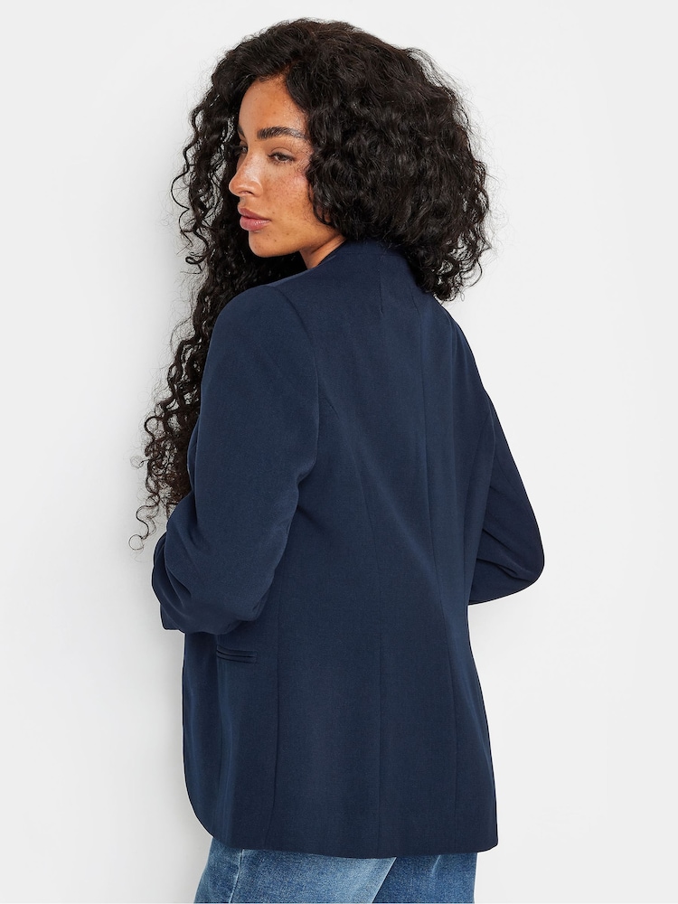 M&Co Blue Petite Collarless Fitted Blazer - Image 4 of 5