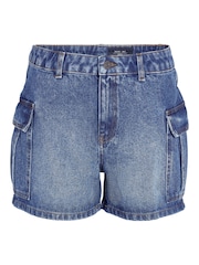 NOISY MAY Blue Mom 100% Cotton Denim Cargo Shorts - Image 6 of 7