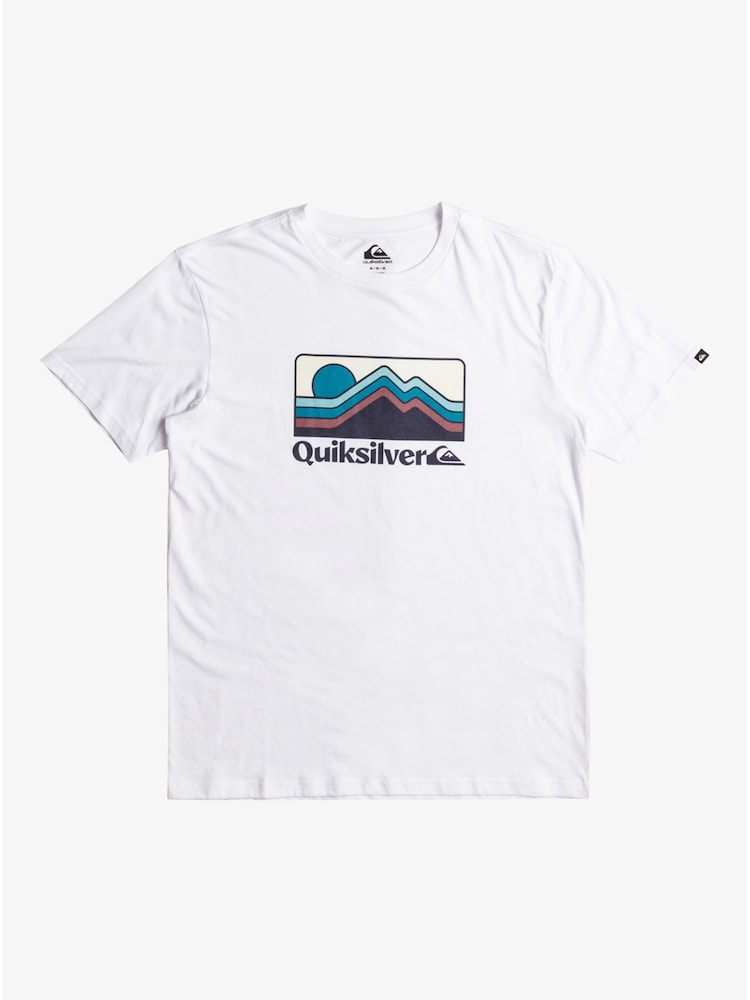 Quiksilver White Gradient Mountains Logo 100% Cotton T-Shirt - Image 1 of 2