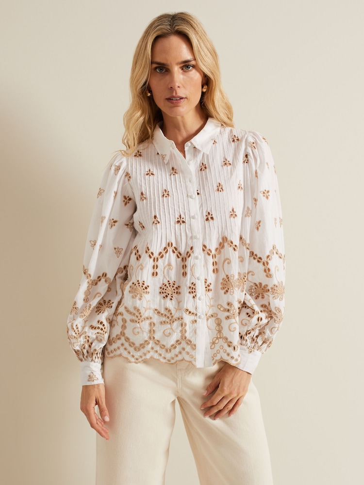Phase Eight White 100% Cotton Broderie Amaya Shirt - Image 1 of 6 Phase Eight White 100% Cotton Broderie Amaya Shirt - Image 1 of 6