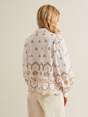 Phase Eight White 100% Cotton Broderie Amaya Shirt - Image 2 of 6