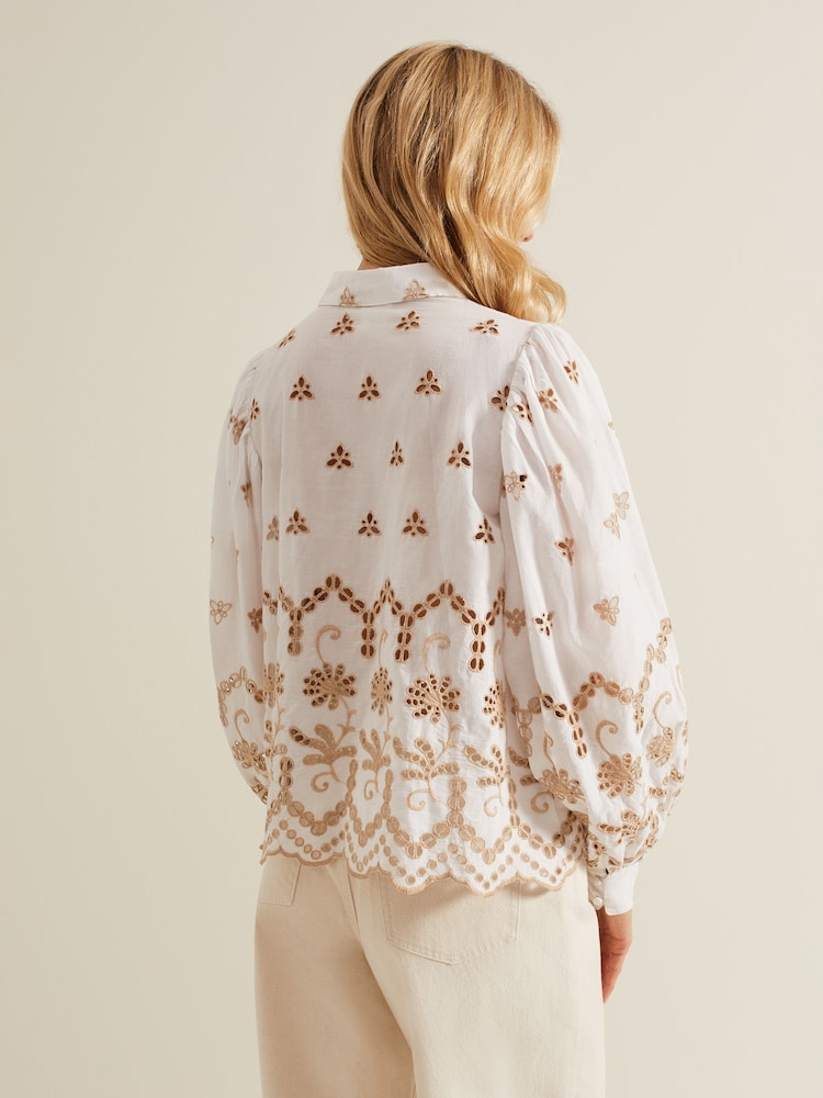 Phase Eight White 100% Cotton Broderie Amaya Shirt - Image 2 of 6 Phase Eight White 100% Cotton Broderie Amaya Shirt - Image 2 of 6