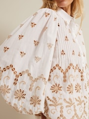 Phase Eight White 100% Cotton Broderie Amaya Shirt - Image 5 of 6