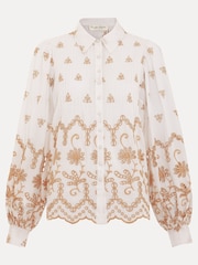 Phase Eight White 100% Cotton Broderie Amaya Shirt - Image 6 of 6