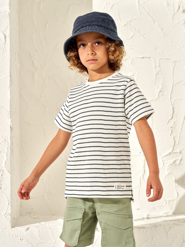 Angel & Rocket Natural James Textured Stripe T-Shirt - Image 1 of 7