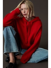 Rot - Übergroßer Hoodie aus Strick in Relaxed-Fit - Bild 2 von 8