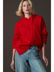 Rot - Übergroßer Hoodie aus Strick in Relaxed-Fit - Bild 3 von 8