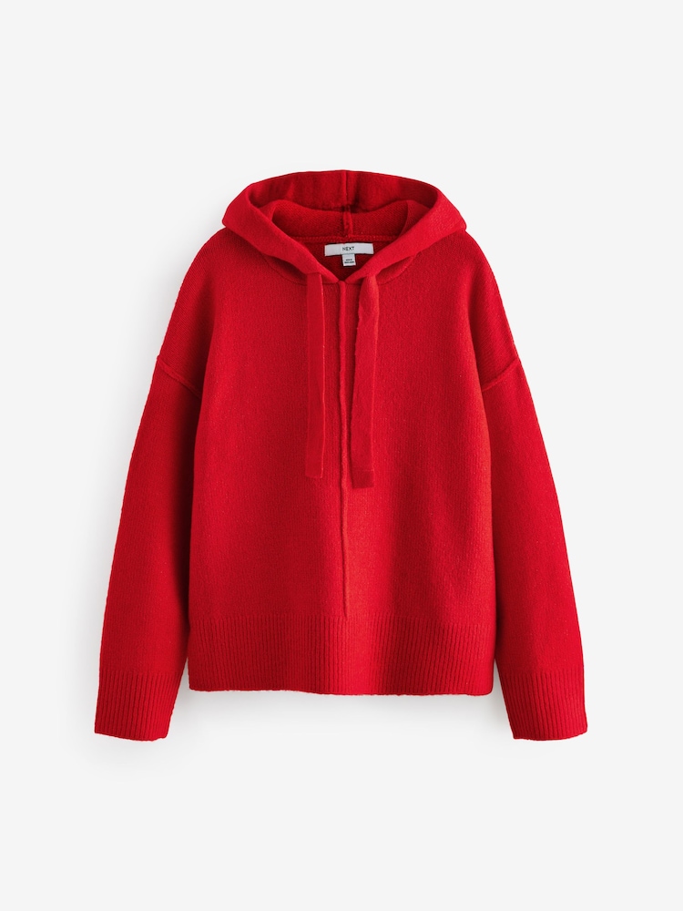 Rouge - Relaxed Fit Oversized Knitted Sweat-shirt à capuche Pull - Image 6 of 8