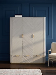 Light Grey Valencia Marble Mango Wood Triple, 2 Drawers Wardrobe - Image 1 of 9