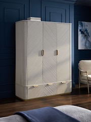Light Grey Valencia Marble Mango Wood Triple, 2 Drawers Wardrobe - Image 2 of 9