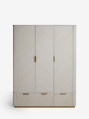 Light Grey Valencia Marble Mango Wood Triple, 2 Drawers Wardrobe - Image 6 of 9