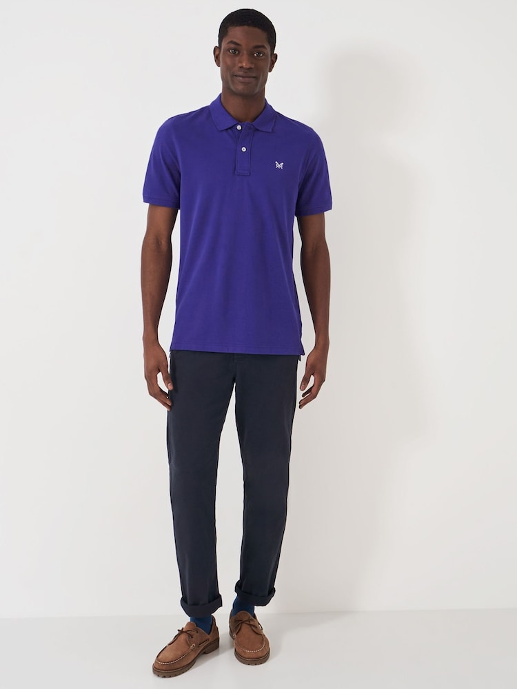 Crew Clothing Dark Blue 100% Cotton Pique Polo Shirt - Image 3 of 5