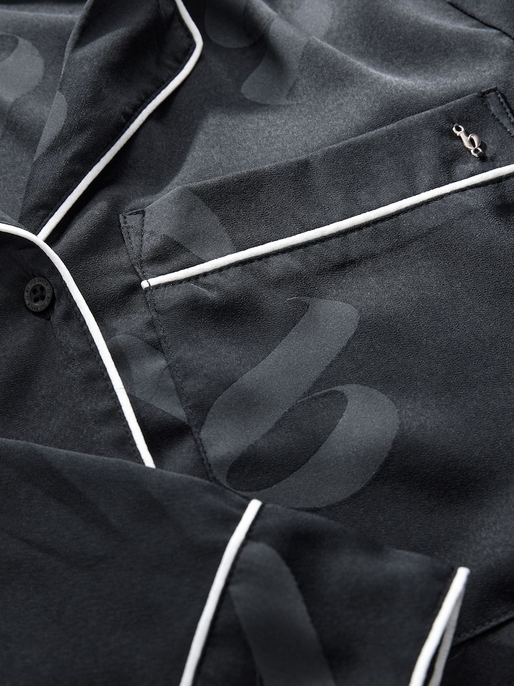 B By Ted Baker Satin Jaquard Black Pyjamas - Image 10 of 11