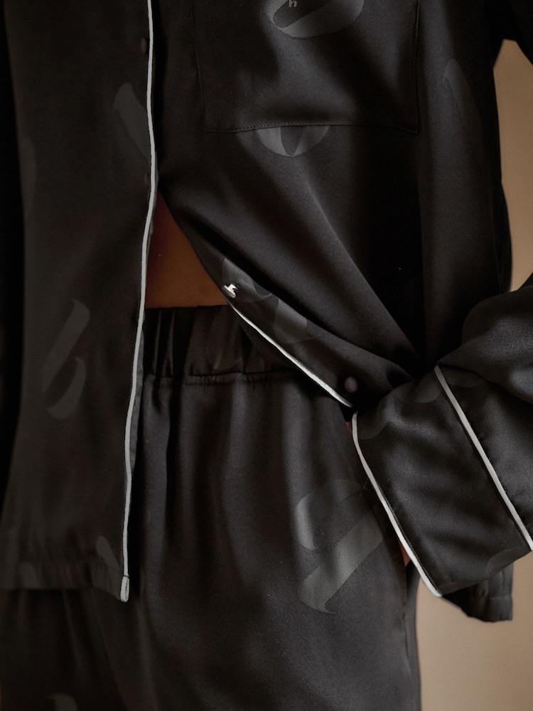 B By Ted Baker Satin Jaquard Black Pyjamas - Image 4 of 11