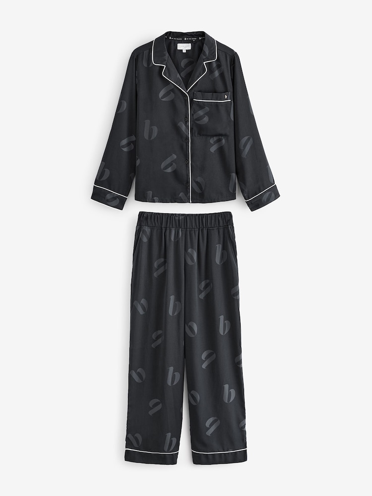 B By Ted Baker Satin Jaquard Black Pyjamas - Image 6 of 11