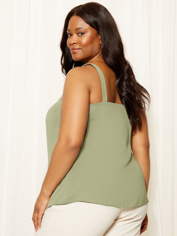 Curves Like These Khaki Green Button Front Cami Top - Image 4 of 4 Curves Like These Khaki Green Button Front Cami Top - Image 4 of 4