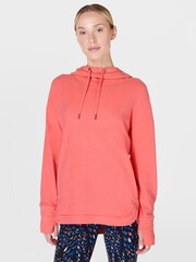 Sweaty Betty Coral Pink Escape Luxe Fleece Hoodie - Image 1 of 5