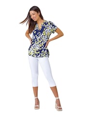 Top plisado con estampado floral abullonado de Roman - Imagen 2 de 5