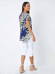 Top plisado con estampado floral abullonado de Roman - Imagen 3 de 5