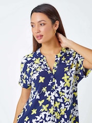 Top plisado con estampado floral abullonado de Roman - Imagen 4 de 5