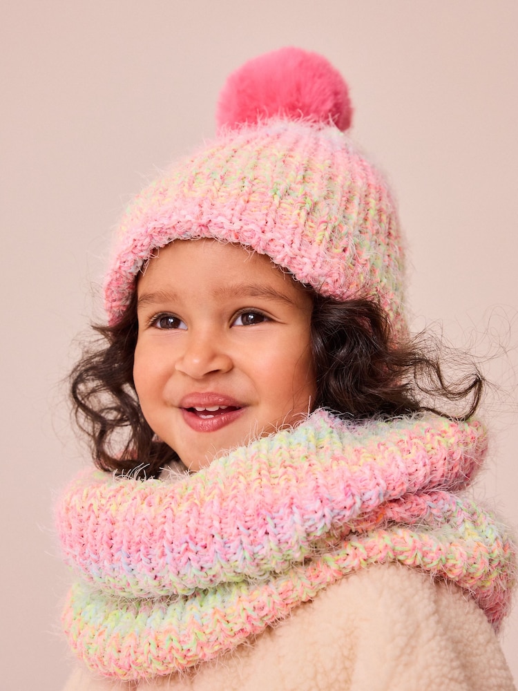 Pink/Green Ombre Hat And Snood Set (1-16yrs) - Image 1 of 7