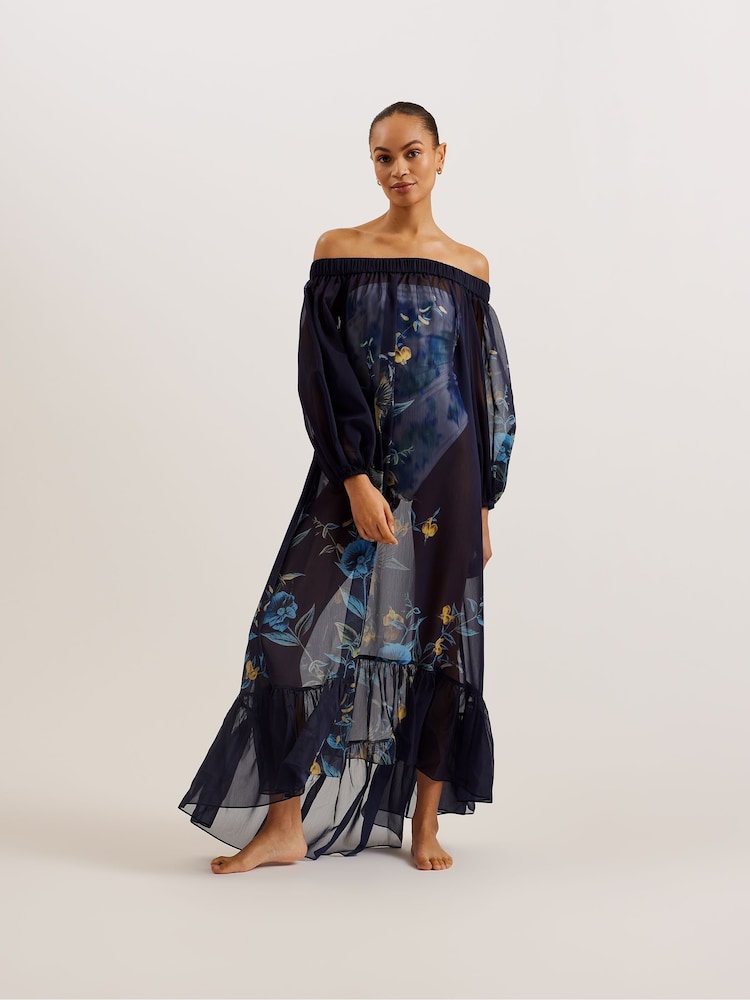 Ted Baker Blue Sabrinn Off The Shoulder Cover-Up - Image 1 of 5