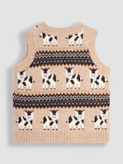 JoJo Maman Bébé Natural Friesian Cow Knit Fair Isle Tank Top - Image 2 of 6