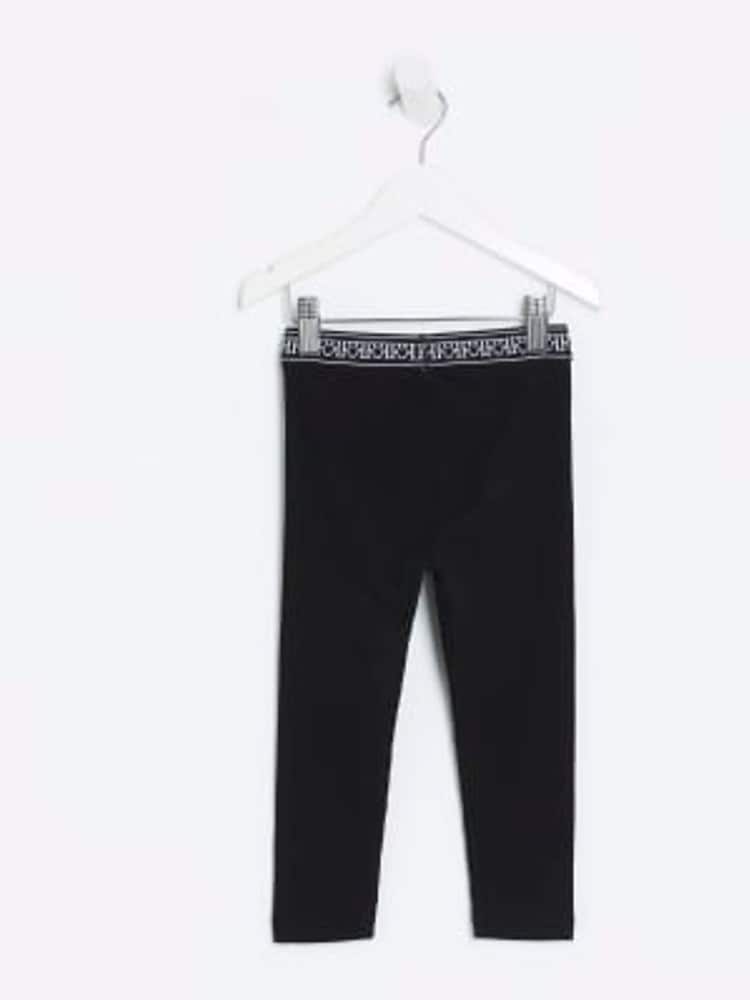 River Island Black Mini Girls Waistband Rib Leggings - Image 2 of 4