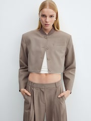Mango Brown Wideleg Pleated Trousers - Image 5 of 7