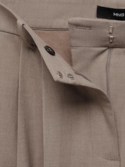 Mango Brown Wideleg Pleated Trousers - Image 7 of 7