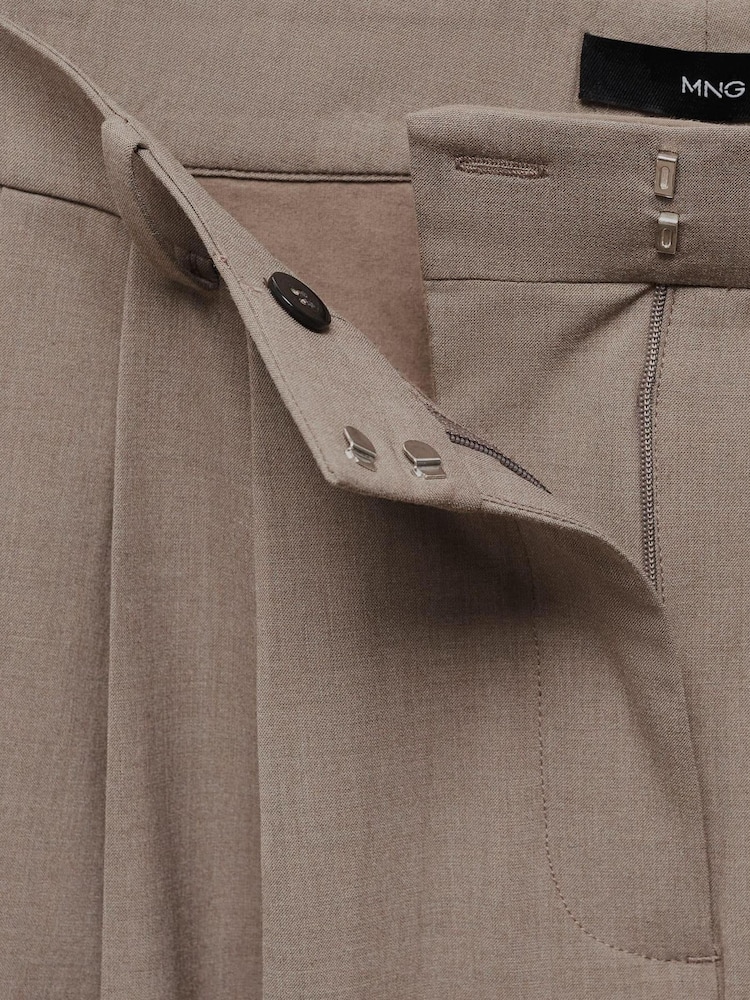Mango Brown Wideleg Pleated Trousers - Image 7 of 7 Mango Brown Wideleg Pleated Trousers - Image 7 of 7