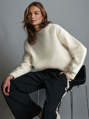Ecru White Heavyweight Soft Touch Crew Neck Sweatshirt - Image 1 of 6